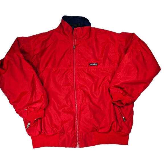 Vintage Patagonia Jacket Mens Large Red‎ Full Zip Fleece Lined USA Made